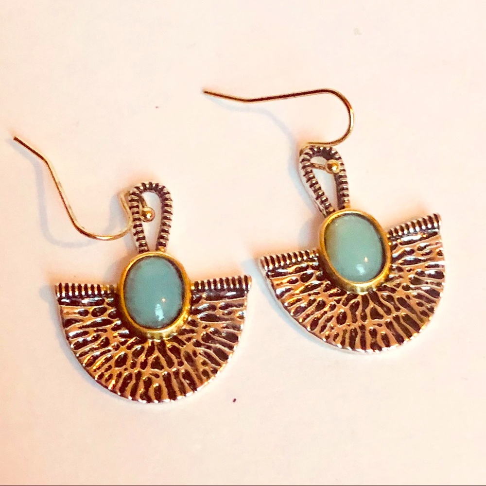 Unique modernistic oriental  fan shaped earrings.